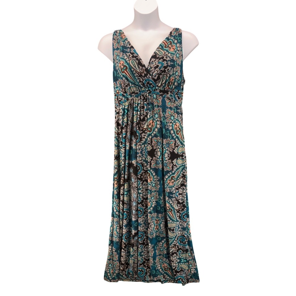 Y2K Apt 9 Womens Maxi Dress Size XL Bohemian Paisley Art To Wear Eclectic Artsy